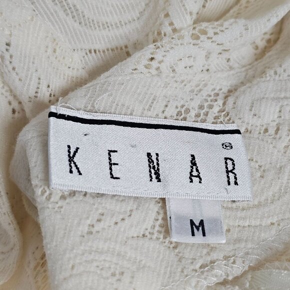 Vintage‎ Lace Bodysuit Long Sleeve Button Snap Zip Closure Cream Women's Medium - Picture 4 of 11